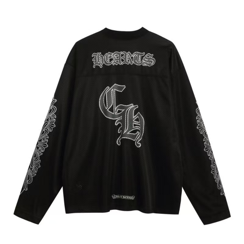 Chrome Hearts】クロス スクロール メッシュ フットボールシャツ V