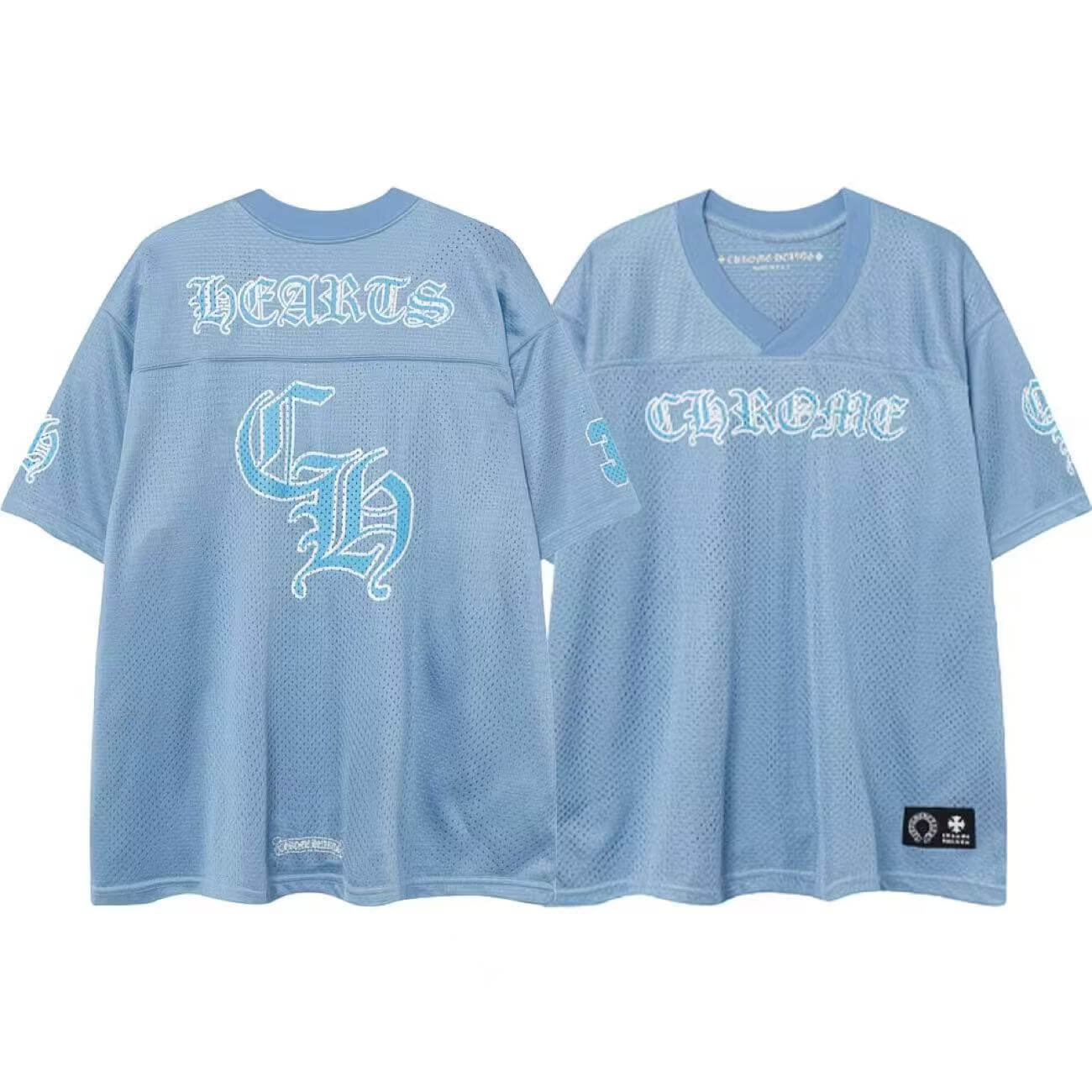 【Chrome Hearts】クロス スクロール メッシュ フットボールシャツ Vネック 半袖Tシャツ オーバーサイズ メンズ レディース 男女兼用 5 【Chrome Hearts】クロス スクロール メッシュ フットボールシャツ Vネック 半袖Tシャツ オーバーサイズ メンズ レディース 男女兼用 - 画像 (5)