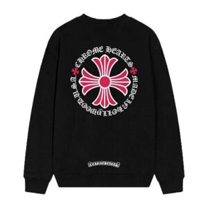 ホーム 49 【Chrome Hearts】26SS サークルロゴ&レッドCHプラス クロス スクロールラベル クルーネック スウェット トレーナー(長袖・ユニセックス・オーバーサイズ)【D31】