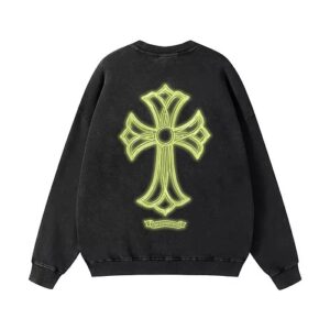 【Chrome Hearts】ホースシュー フローラルクロス クルーネックスウェット オーバーサイズ バックプリント メンズ レディース ストリート 韓国ファッション Y2K 人気【N05】
