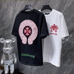 ホーム 14 【Chrome Hearts】26SS ウォッシュ加工 ホースシュー クロス アップリケ刺繍 半袖Tシャツ オーバーサイズ メンズ レディース 【8961】