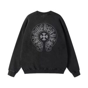 【Chrome Hearts】ホースシュー フローラルクロス クルーネックスウェット オーバーサイズ バックプリント メンズ レディース ストリート 韓国ファッション Y2K 人気【N15】