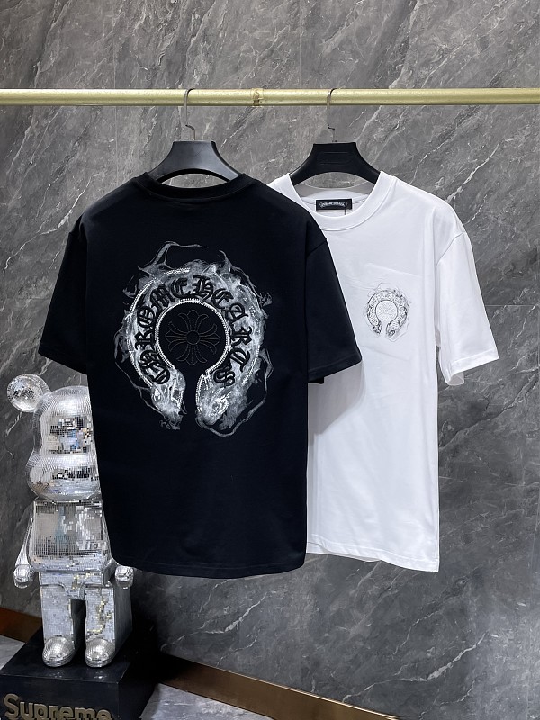 【Chrome Hearts】26SS ホースシュー クロス刺繍 ハンドペイント 半袖Tシャツ 280g ヘビーウェイト メンズ レディース 【995】 1 【Chrome Hearts】26SS ホースシュー クロス刺繍 ハンドペイント 半袖Tシャツ 280g ヘビーウェイト メンズ レディース 【995】
