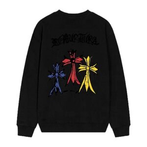 【Chrome Hearts】26SS グラフィティトリプルセメタリークロス&スプラッター クルーネック スウェット トレーナー(長袖・ユニセックス・オーバーサイズ)【D42】