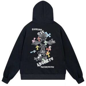 Chrome Hearts マルチカラークロス ゴシックロゴ パーカー オーバーサイズ フーディー メンズ レディース ストリート 人気 【E02】