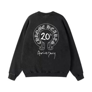 【Chrome Hearts】20th Anniversary ホースシュー クルーネックスウェット バックプリント オーバーサイズ メンズ レディース ストリート 韓国ファッション Y2K 人気【N07】