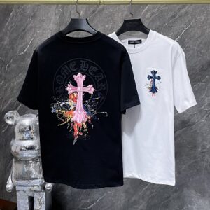 ホーム 25 【Chrome Hearts】26SS クロス&ホースシュー スプラッシュペイント 半袖Tシャツ 280g ヘビーウェイト メンズ レディース【8997】