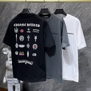 ホーム 21 【Chrome Hearts】26SS ダメージ加工 クロス刺繍 グラフィティ 半袖Tシャツ オーバーサイズ メンズ レディース 【8977】