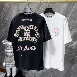 ホーム 17 【Chrome Hearts】26SS ハンドペイント ダメージ加工 サンスクリット 半袖Tシャツ オーバーサイズ メンズ レディース ストリートファッション 【8985】