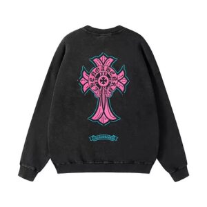 【Chrome Hearts】ホースシュー フローラルクロス クルーネックスウェット オーバーサイズ バックプリント メンズ レディース ストリート 韓国ファッション Y2K 人気【N09】
