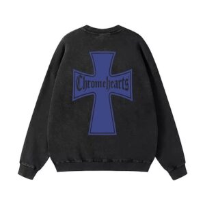 【Chrome Hearts】ホースシュー フローラルクロス クルーネックスウェット オーバーサイズ バックプリント メンズ レディース ストリート 韓国ファッション Y2K 人気【N06】
