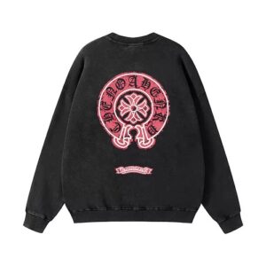 【Chrome Hearts】ホースシュー フローラルクロス クルーネックスウェット バックプリント オーバーサイズ メンズ レディース ストリート 韓国ファッション Y2K 人気【N03】