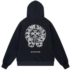 【Chrome Hearts】ホースシュー クロス バックプリント プルオーバーパーカー オーバーサイズ フーディ メンズ レディース ストリート 人気 新作【E08】